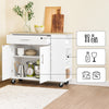 SoBuy FKW133-WN Verrijdbaar Keukeneiland – Keuken Trolley op Wieltjes – Keukenmeubel met Werkblad en Lade voor Eetkamer of Buitenkeuken, Wit 99x40x85 cm