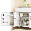 SoBuy FKW133-WN Verrijdbaar Keukeneiland – Keuken Trolley op Wieltjes – Keukenmeubel met Werkblad en Lade voor Eetkamer of Buitenkeuken, Wit 99x40x85 cm