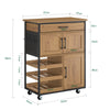 Pre-order SoBuy FKW134-N Keukenkast op Wielen met Werkblad, Keukenwagen met Lade, Wijnrek Compacte Eiland voor Keuken, Eetkamer en Buiten, Vintage Bruin 67x37x88 cm