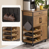 Pre-order SoBuy FKW134-N Keukenkast op Wielen met Werkblad, Keukenwagen met Lade, Wijnrek Compacte Eiland voor Keuken, Eetkamer en Buiten, Vintage Bruin 67x37x88 cm