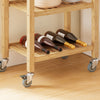SoBuy FKW135-N keukentrolley van verkoold bamboe – houten keukentrolley met wielen, antibacterieel, vochtbestendig, geurloos, ideaal voor keuken, huis en eetkamer (58 × 40 × 86 cm)