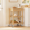 SoBuy FKW135-N keukentrolley van verkoold bamboe – houten keukentrolley met wielen, antibacterieel, vochtbestendig, geurloos, ideaal voor keuken, huis en eetkamer (58 × 40 × 86 cm)