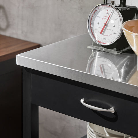 SoBuy FKW22-SCH Keukentrolley - Opbergruimte - Wielen - Kantoor - Servies - Zwart