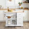 SoBuy FKW41-II-WN Keukentrolley met Wielen, Uitschuifbaar Werkblad, 2 Lades en Verstelbare Planken, Mobiel Keukeneiland voor Keuken of Eetkamer 130 x 46 (+ 25) x 91 cm