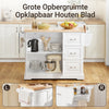SoBuy FKW41-II-WN Keukentrolley met Wielen, Uitschuifbaar Werkblad, 2 Lades en Verstelbare Planken, Mobiel Keukeneiland voor Keuken of Eetkamer 130 x 46 (+ 25) x 91 cm