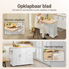 SoBuy FKW41-II-WN Keukentrolley met Wielen, Uitschuifbaar Werkblad, 2 Lades en Verstelbare Planken, Mobiel Keukeneiland voor Keuken of Eetkamer 130 x 46 (+ 25) x 91 cm