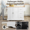 SoBuy FKW41-II-WN Keukentrolley met Wielen, Uitschuifbaar Werkblad, 2 Lades en Verstelbare Planken, Mobiel Keukeneiland voor Keuken of Eetkamer 130 x 46 (+ 25) x 91 cm