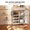 SoBuy FKW45-KA Keukentrolley met Wijnrek – Massief Houten Werkblad, Kast en Lade – Lichtbruin