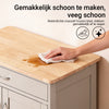SoBuy FKW45-KA Keukentrolley met Wijnrek – Massief Houten Werkblad, Kast en Lade – Lichtbruin