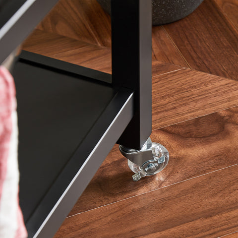SoBuy FKW47-SCH Keukentrolley met roestvrij stalen plaat gangkast sideboard bijzettafel