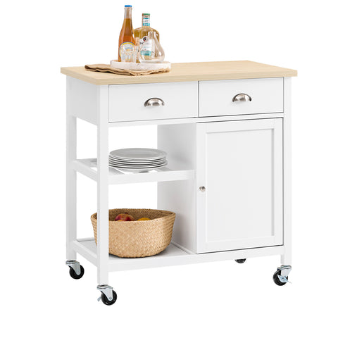 SoBuy FKW62-II-WN Keukentrolley Serveerwagen Keukenwagen Hout Wit