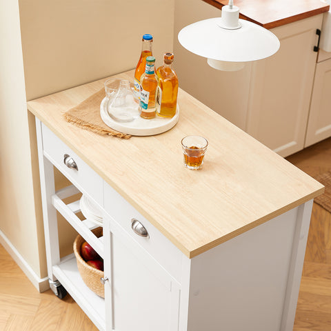 SoBuy FKW62-II-WN Keukentrolley Serveerwagen Keukenwagen Hout Wit