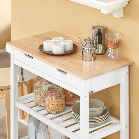 SoBuy FKW68-WN Serveerwagen Hout Keukenkast Dressoir Trolley Keukentrolley