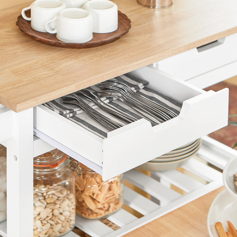 SoBuy FKW68-WN Serveerwagen Hout Keukenkast Dressoir Trolley Keukentrolley