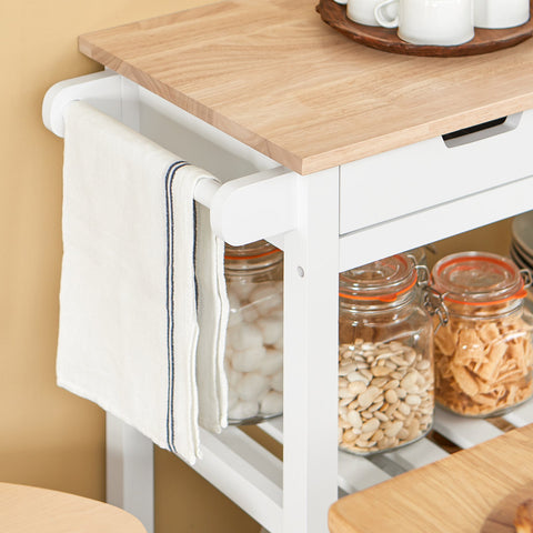 SoBuy FKW68-WN Serveerwagen Hout Keukenkast Dressoir Trolley Keukentrolley