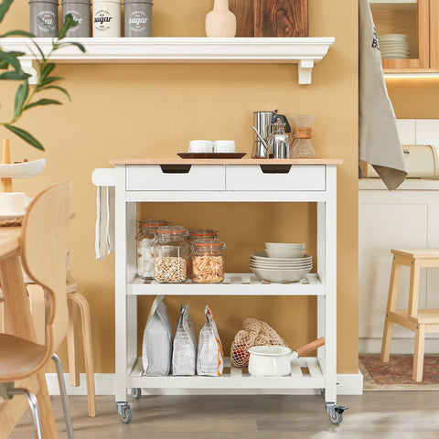 SoBuy FKW68-WN Serveerwagen Hout Keukenkast Dressoir Trolley Keukentrolley