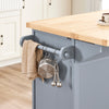 SoBuy FKW71-II-HG Keukentrolley met Wielen, Centrale Eiland met Uittrekbaar Werkblad Mobiele Keukenkast voor Keuken of Eetkamer, Keukenkast met Opslag Grijs115x46/71x92 cm
