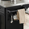 SoBuy FKW71-II-SCH Keukeneiland op Wielen met Uitschuifbaar RVS Werkblad, 2 Laden & Kast, Mobiel – Zwart, 115x46/71x92cm