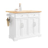 SoBuy FKW71-III-WN Keukentrolley met Wielen, Uitschuifbaar Werkblad Eiland voor Keuken of Eetkamer, Opbergmeubel Keuken met Opslag Wit 115x46/71x92 cm