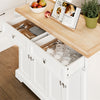 SoBuy FKW71-III-WN Keukentrolley met Wielen, Uitschuifbaar Werkblad Eiland voor Keuken of Eetkamer, Opbergmeubel Keuken met Opslag Wit 115x46/71x92 cm