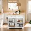 SoBuy FKW71-III-WN Keukentrolley met Wielen, Uitschuifbaar Werkblad Eiland voor Keuken of Eetkamer, Opbergmeubel Keuken met Opslag Wit 115x46/71x92 cm