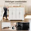 SoBuy FKW71-III-WN Keukentrolley met Wielen, Uitschuifbaar Werkblad Eiland voor Keuken of Eetkamer, Opbergmeubel Keuken met Opslag Wit 115x46/71x92 cm