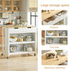 SoBuy FKW74-WN Keukenwagen 2 Lades & 2 Planken, 60kg Werkblad, 4 Wielen (2 Rem), MDF E1, Compact – Wit/Naturel, 100x60x94cm