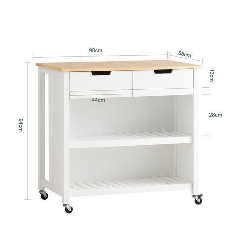 SoBuy FKW74-WN Keukentrolley op wielen Opbergkast Keukeneiland Dressoir Keukenwagen Keukenkast