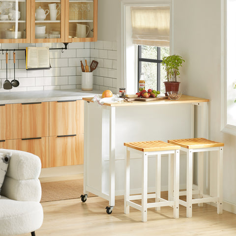 SoBuy FKW74-WN Keukentrolley op wielen Opbergkast Keukeneiland Dressoir Keukenwagen Keukenkast