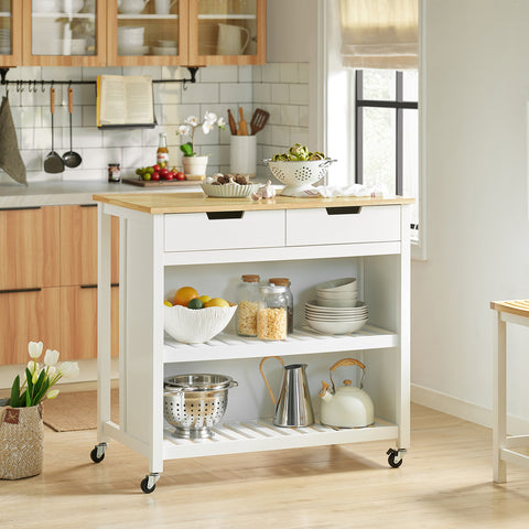 SoBuy FKW74-WN Keukentrolley op wielen Opbergkast Keukeneiland Dressoir Keukenwagen Keukenkast