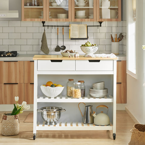 SoBuy FKW74-WN Keukentrolley op wielen Opbergkast Keukeneiland Dressoir Keukenwagen Keukenkast