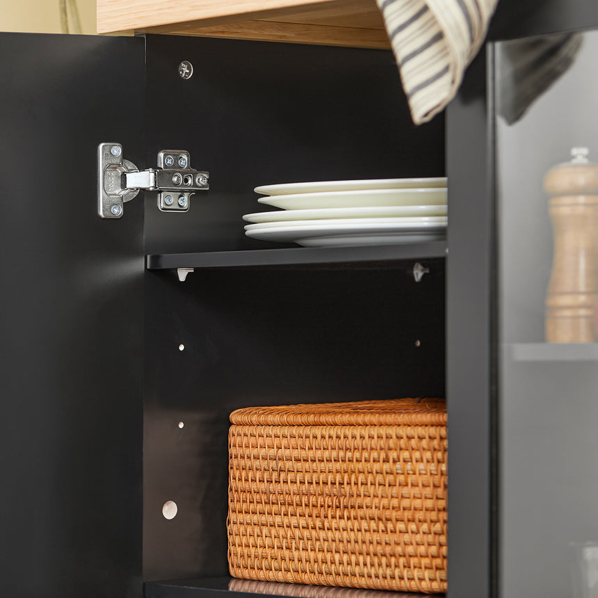 SoBuy Keukentrolley Met Meerdere Opbergruimtes Serveerwagen Buffetkeukenkast 1 Deur 1 Grote Lade En 3 Haken 105x40x85 5 Cm Zwart Fkw115 Sch