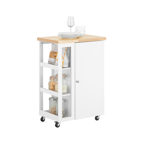 SoBuy FKW75-WN Keukentrolley Serveerwagen Trolley Kast Servies met 1 deur en 3 planken