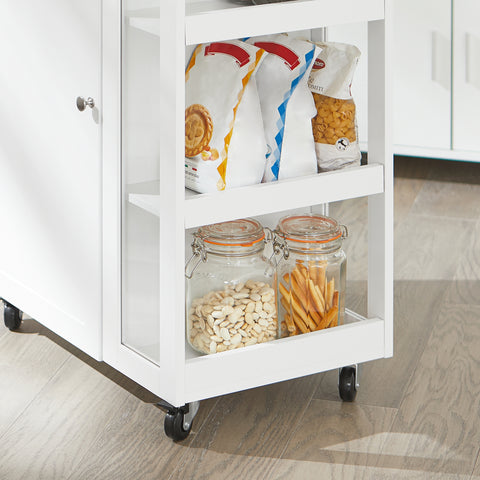 SoBuy FKW75-WN Keukentrolley Serveerwagen Trolley Kast Servies met 1 deur en 3 planken