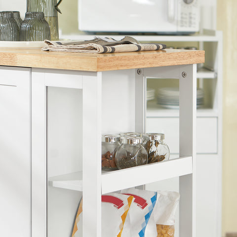 SoBuy FKW75-WN Keukentrolley Serveerwagen Trolley Kast Servies met 1 deur en 3 planken