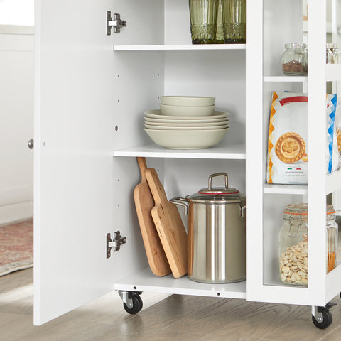 SoBuy FKW75-WN Keukentrolley Serveerwagen Trolley Kast Servies met 1 deur en 3 planken
