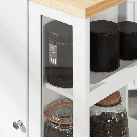SoBuy FKW75-WN Keukentrolley Serveerwagen Trolley Kast Servies met 1 deur en 3 planken