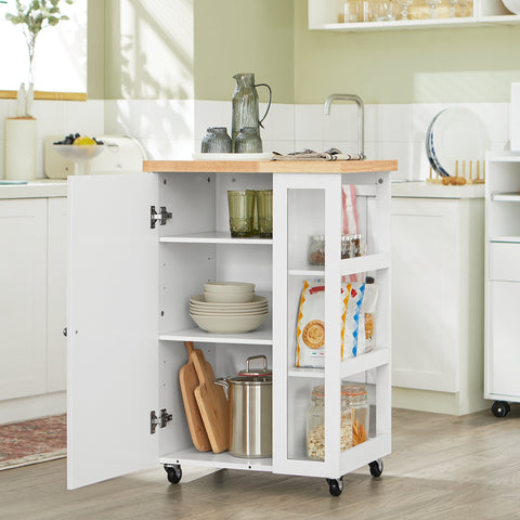 SoBuy FKW75-WN Keukentrolley Serveerwagen Trolley Kast Servies met 1 deur en 3 planken