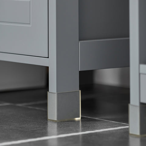 SoBuy FRG126-SG Badkamermeubel Hoge Kast voor Badkamer Badkamerrek met Voetkussen Badkamer - 2 Lades