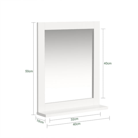 SoBuy FRG129-W Badkamerspiegel met plank Spiegel Badkamer Wandspiegel - Wit
