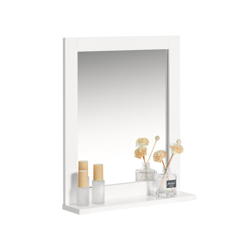 SoBuy FRG129-W Badkamerspiegel met plank Spiegel Badkamer Wandspiegel - Wit