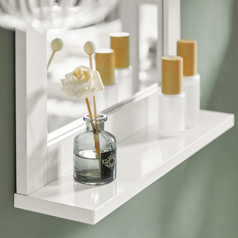 SoBuy FRG129-W Badkamerspiegel met plank Spiegel Badkamer Wandspiegel - Wit