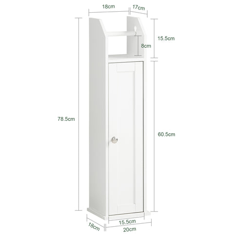 SoBuy FRG135-W Toiletrolhouder Vrijstaand Badkamermeubel Toiletborstel Wit