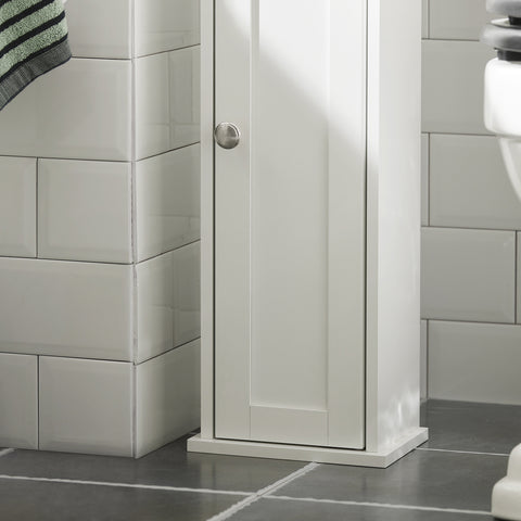 SoBuy FRG135-W Toiletrolhouder Vrijstaand Badkamermeubel Toiletborstel Wit