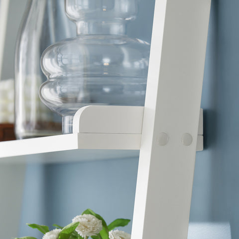 SoBuy FRG17-W Ladderrek - Opbergplank - Decoratie - Veelzijdig - Ladderplank