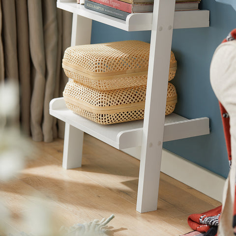 SoBuy FRG17-W Ladderrek - Opbergplank - Decoratie - Veelzijdig - Ladderplank