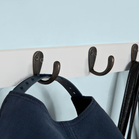 SoBuy FRG178-W wandkast wandgarderobe wandrek hangrek met 2 laden en 5 haken wit