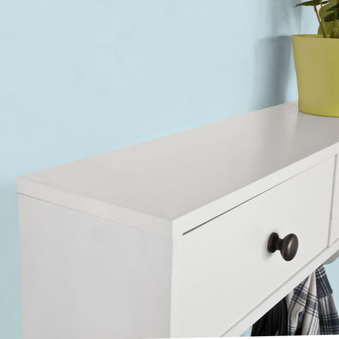 SoBuy FRG178-W wandkast wandgarderobe wandrek hangrek met 2 laden en 5 haken wit