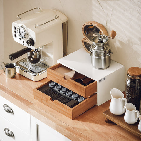 SoBuy FRG180-WN Capsulehouder voor koffie Koffiecapsule houder Bamboe Nespresso