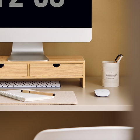 SoBuy FRG198-N Monitorstandaard Computerstandaard Bureau-organizer met 2 Laden